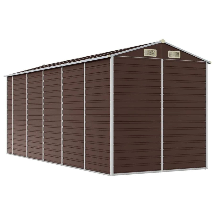 Abri de jardin marron 191 x 470 x 198 cm en acier galvanisé - 7