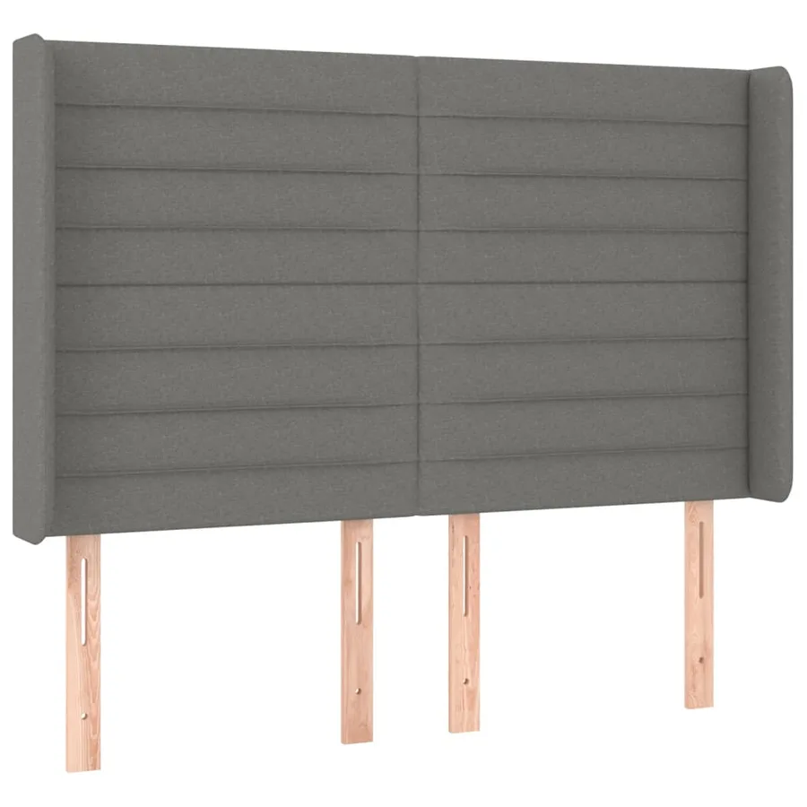 Tête de lit avec oreilles Gris foncé 147x16x118/128 cm Tissu - 2