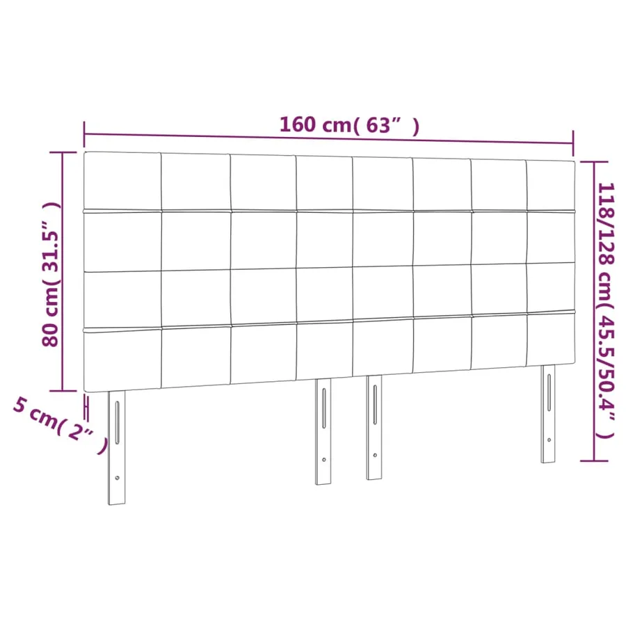 Tête de lit Gris foncé 160x5x118/128 cm Tissu - 8