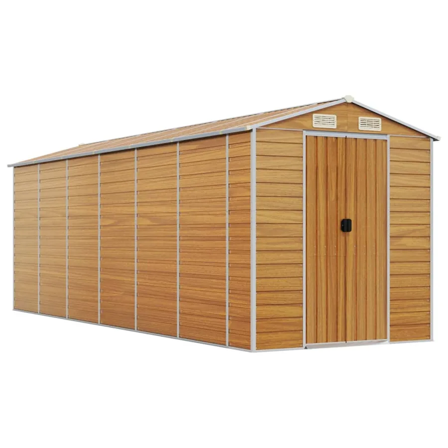 Abri de jardin marron clair 191x555x198 cm acier galvanisé - 2
