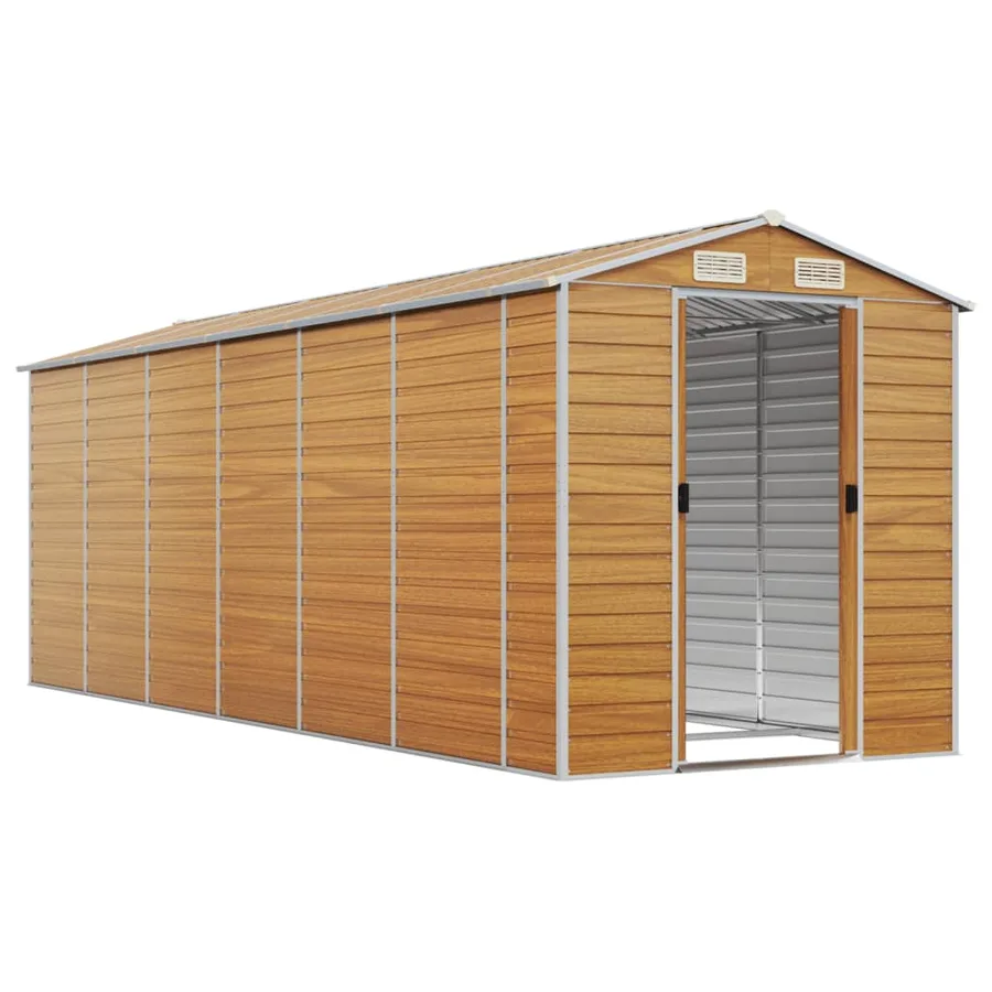 Abri de jardin marron clair 191x555x198 cm acier galvanisé - 3