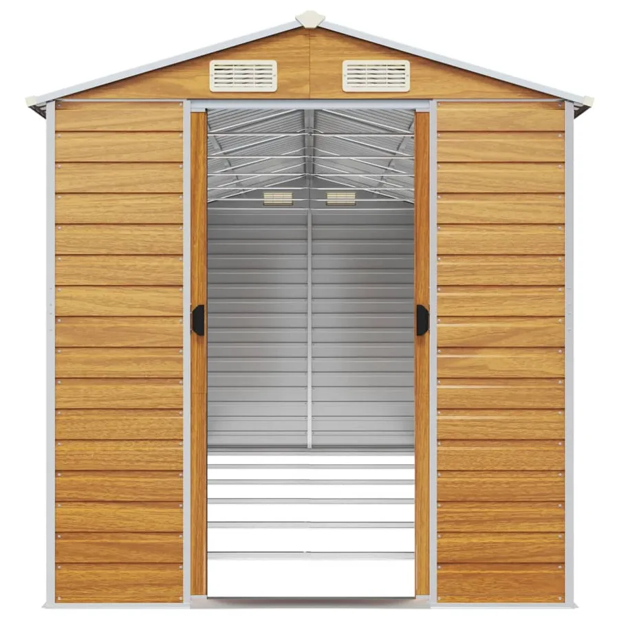 Abri de jardin marron clair 191x555x198 cm acier galvanisé - 5