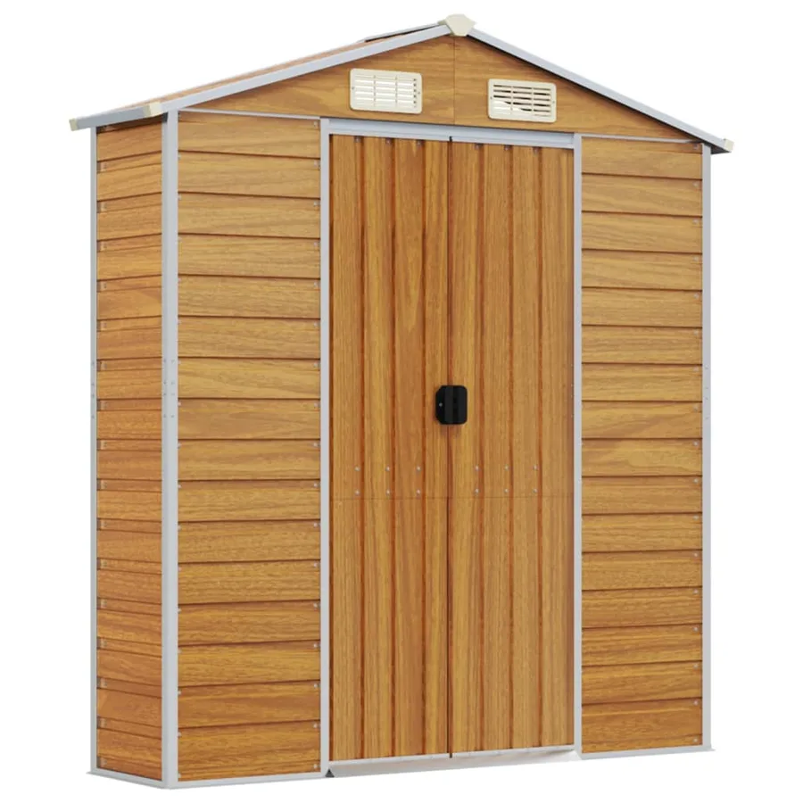 Abri de jardin marron clair 191x555x198 cm acier galvanisé - 8