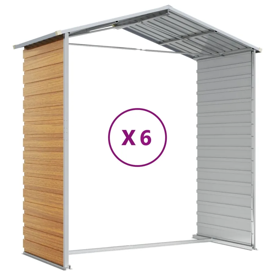 Abri de jardin marron clair 191x555x198 cm acier galvanisé - 9