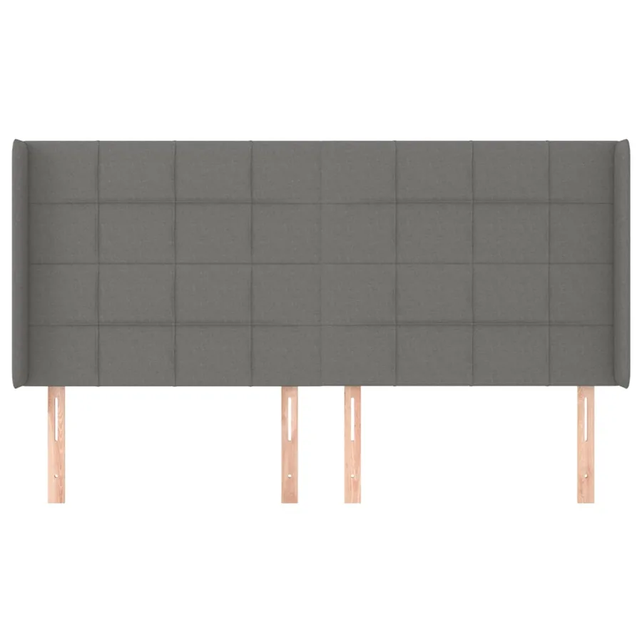 Tête de lit avec oreilles Gris foncé 203x16x118/128 cm Tissu - 3