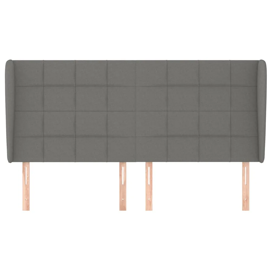 Tête de lit avec oreilles Gris foncé 163x23x118/128 cm Tissu - 3