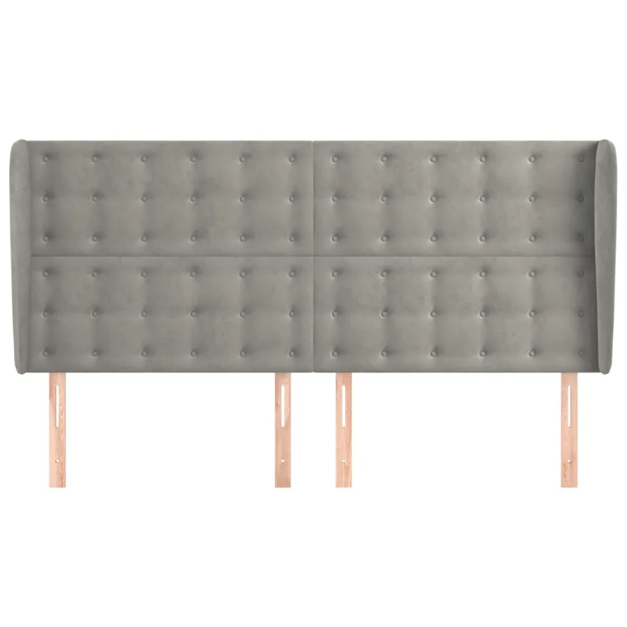Tête de lit avec oreilles Gris clair 163x23x118/128 cm Velours - 3