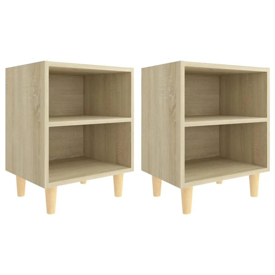 Tables de chevet pieds en bois 2 pcs Chêne sonoma 40x30x50 cm - 2