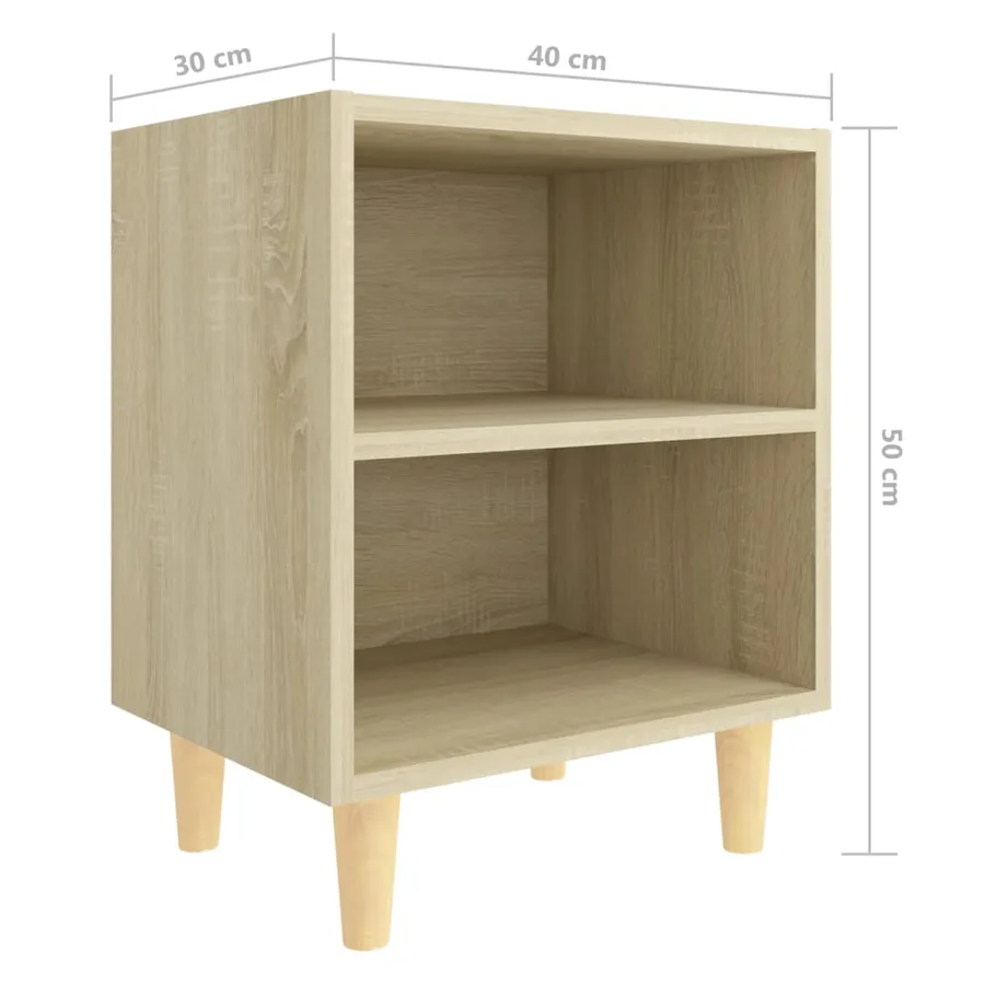 Tables de chevet pieds en bois 2 pcs Chêne sonoma 40x30x50 cm - 8