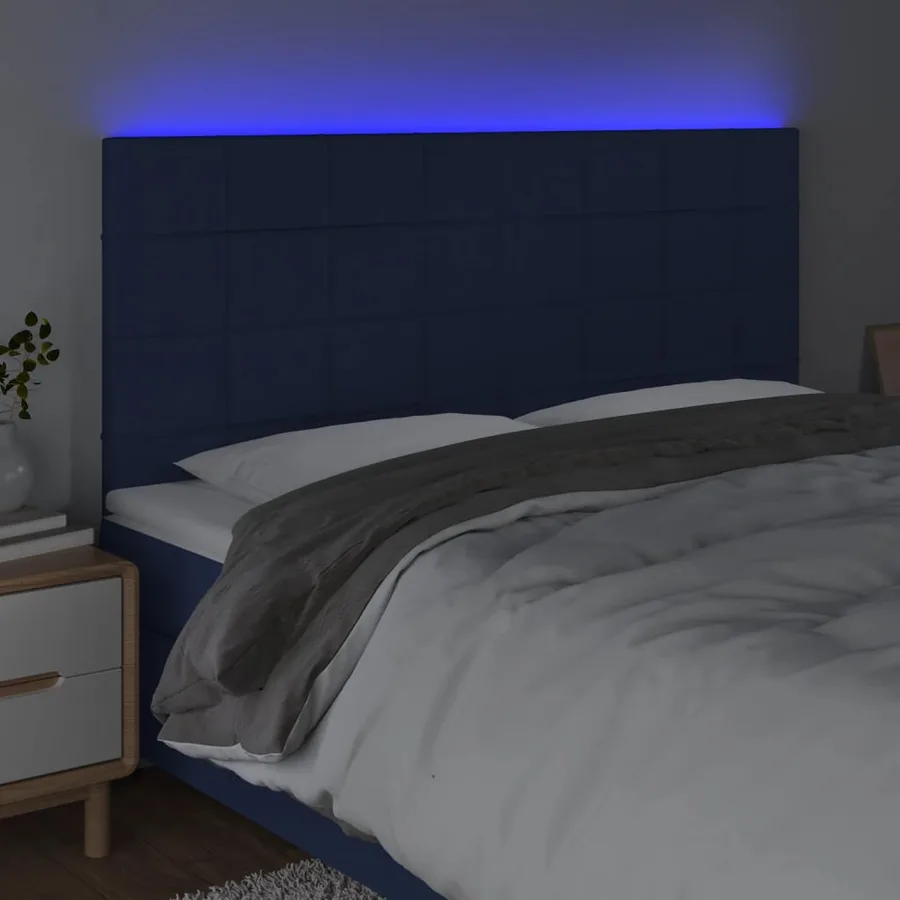 Tête de lit à LED Bleu 200x5x118/128 cm Tissu - 3