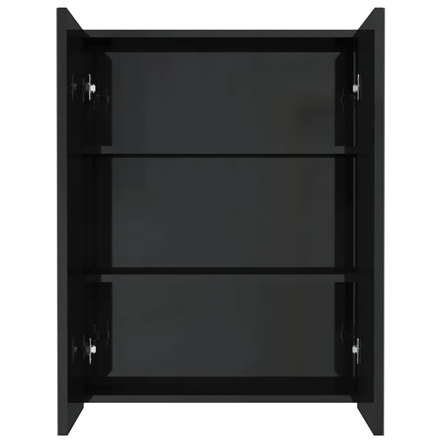 Armoire à miroir de salle de bain 60x15x75 cm MDF Noir brillant - 3