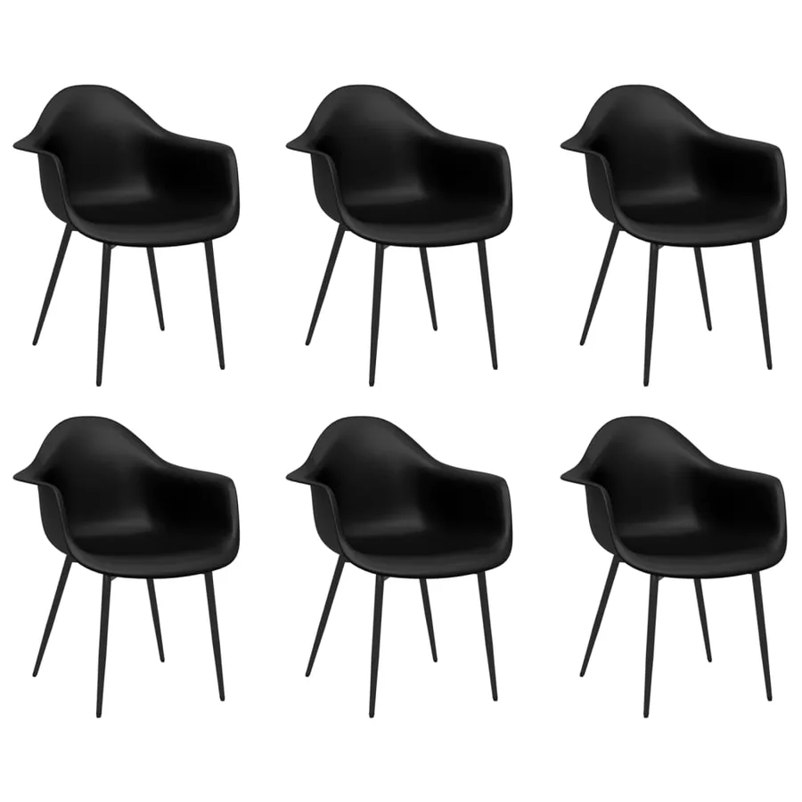Chaises à manger lot de 6 noir PP - 2