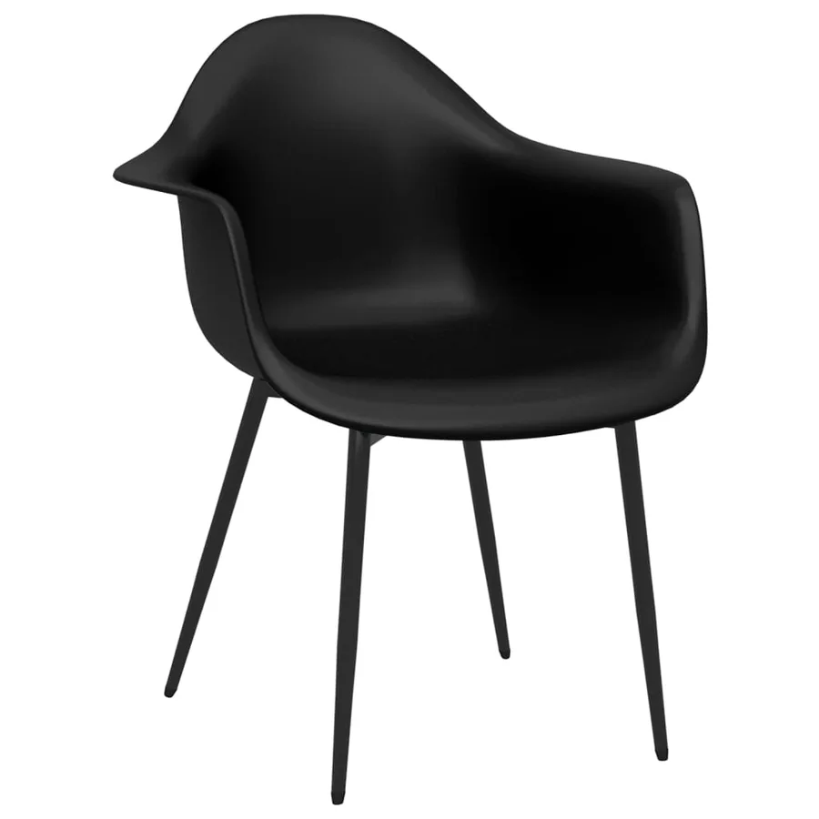 Chaises à manger lot de 6 noir PP - 3