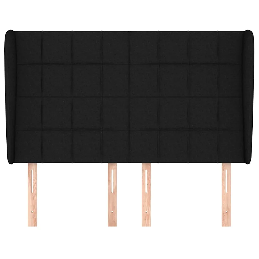 Tête de lit avec oreilles Noir 147x23x118/128 cm Tissu - 3
