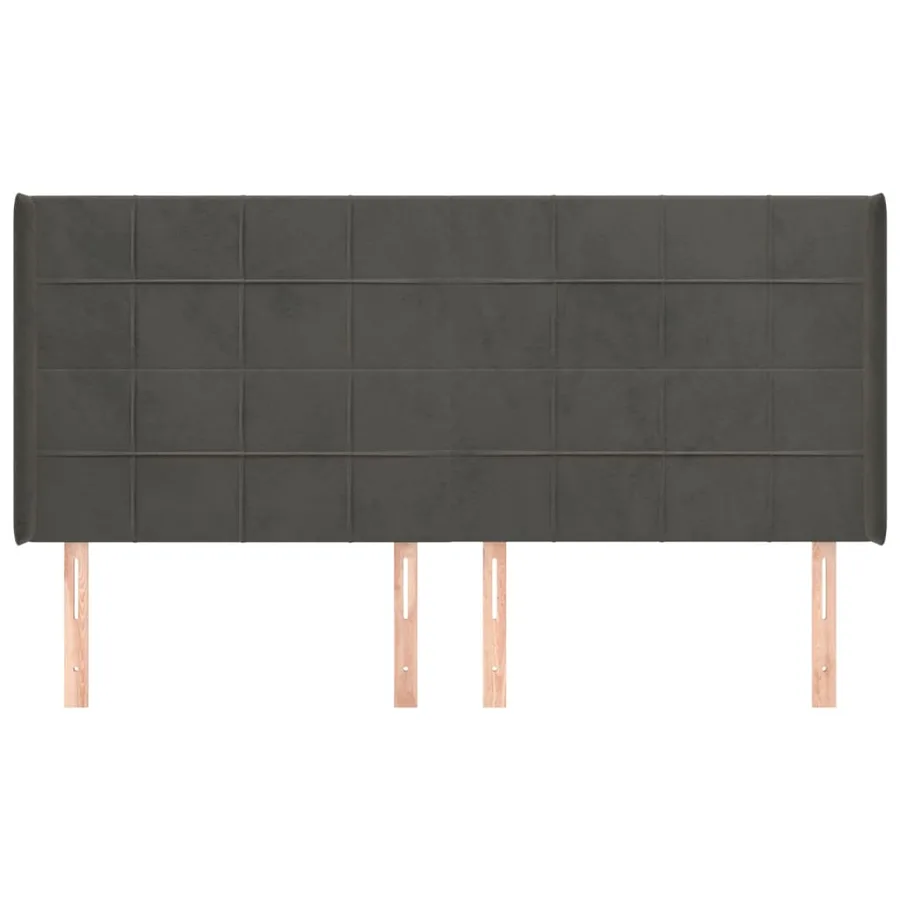 Tête de lit avec oreilles Gris foncé 183x16x118/128 cm Velours - 3