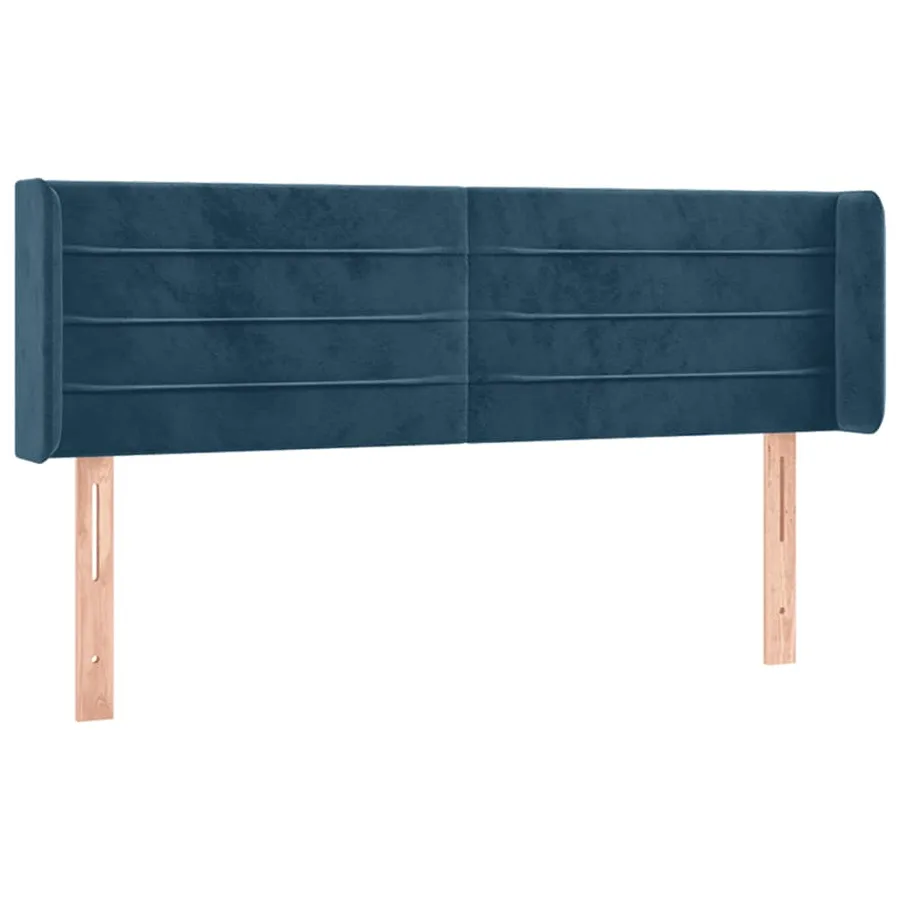 Tête de lit avec oreilles Bleu foncé 147x16x78/88 cm Velours - 2