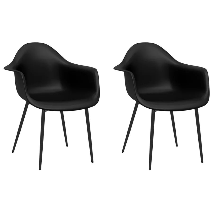 Chaises à manger lot de 2 noir PP - 2