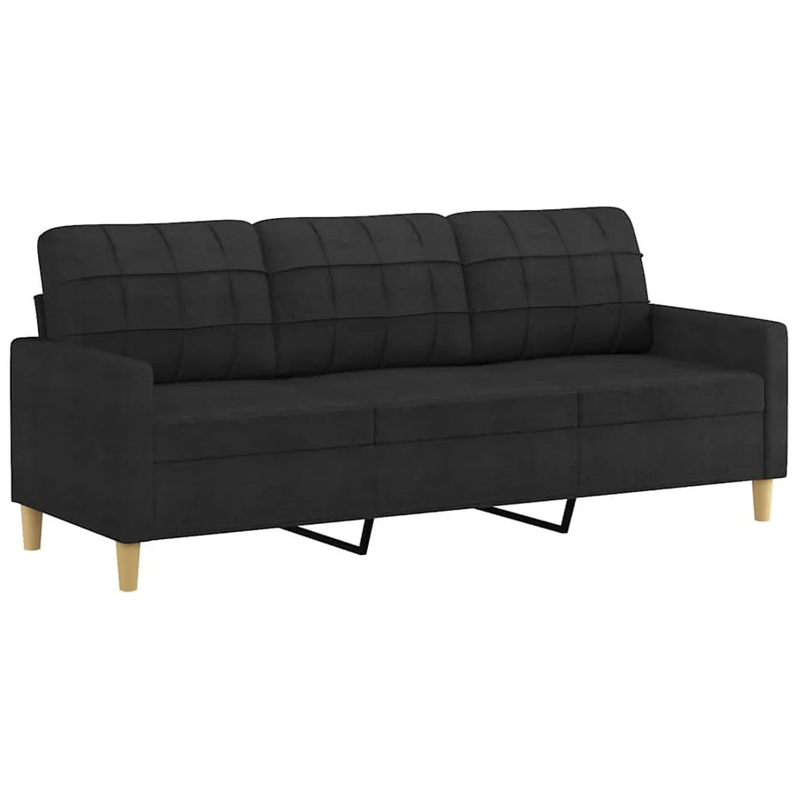 Canapé à 3 places avec repose-pieds Noir 180 cm Tissu - 4
