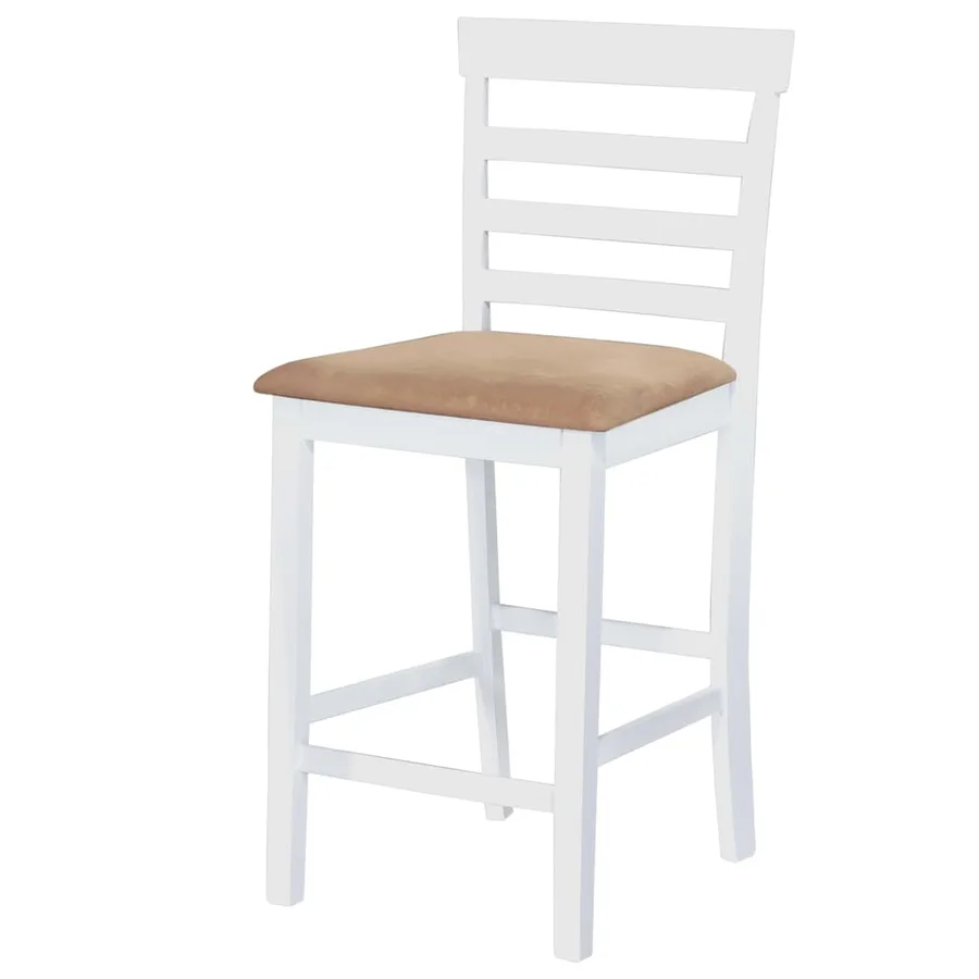 Set table et 4 chaises de bar en bois coloris blanc - 3