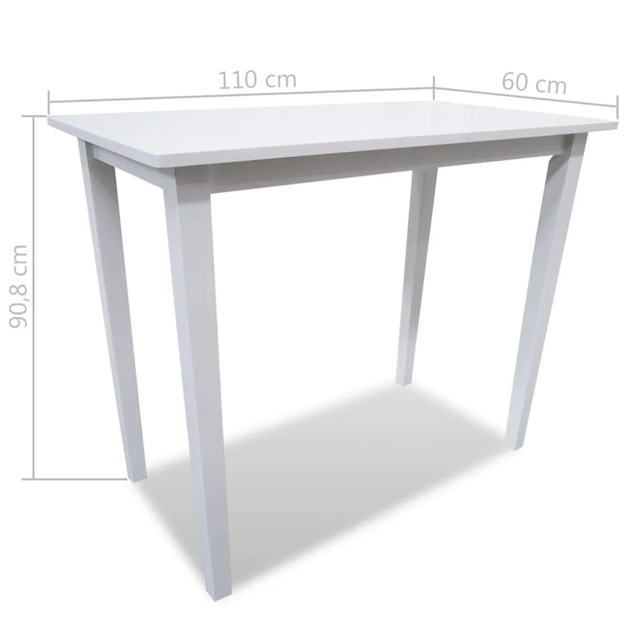 Set table et 4 chaises de bar en bois coloris blanc - 8