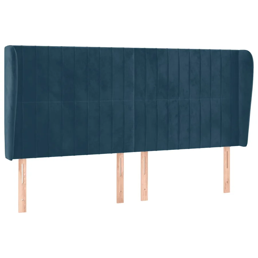 Tête de lit avec oreilles Bleu foncé 183x23x118/128 cm Velours - 2