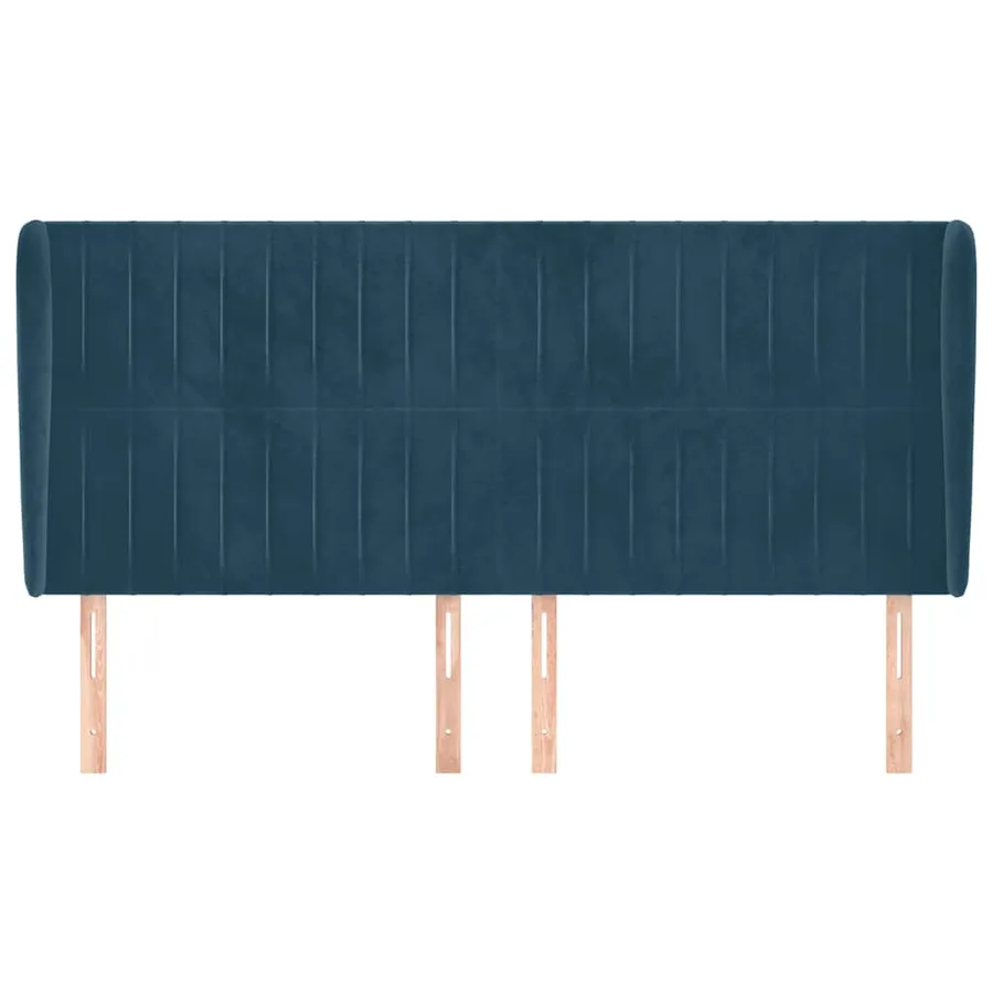 Tête de lit avec oreilles Bleu foncé 183x23x118/128 cm Velours - 3