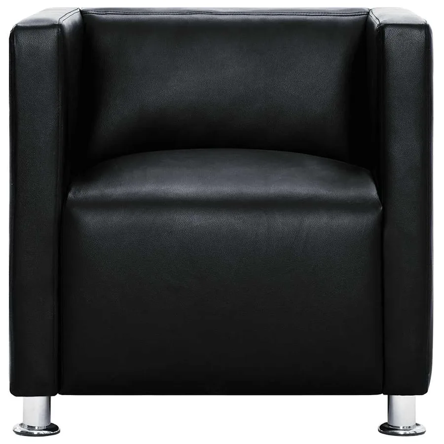 Fauteuil cube noir similicuir - 3