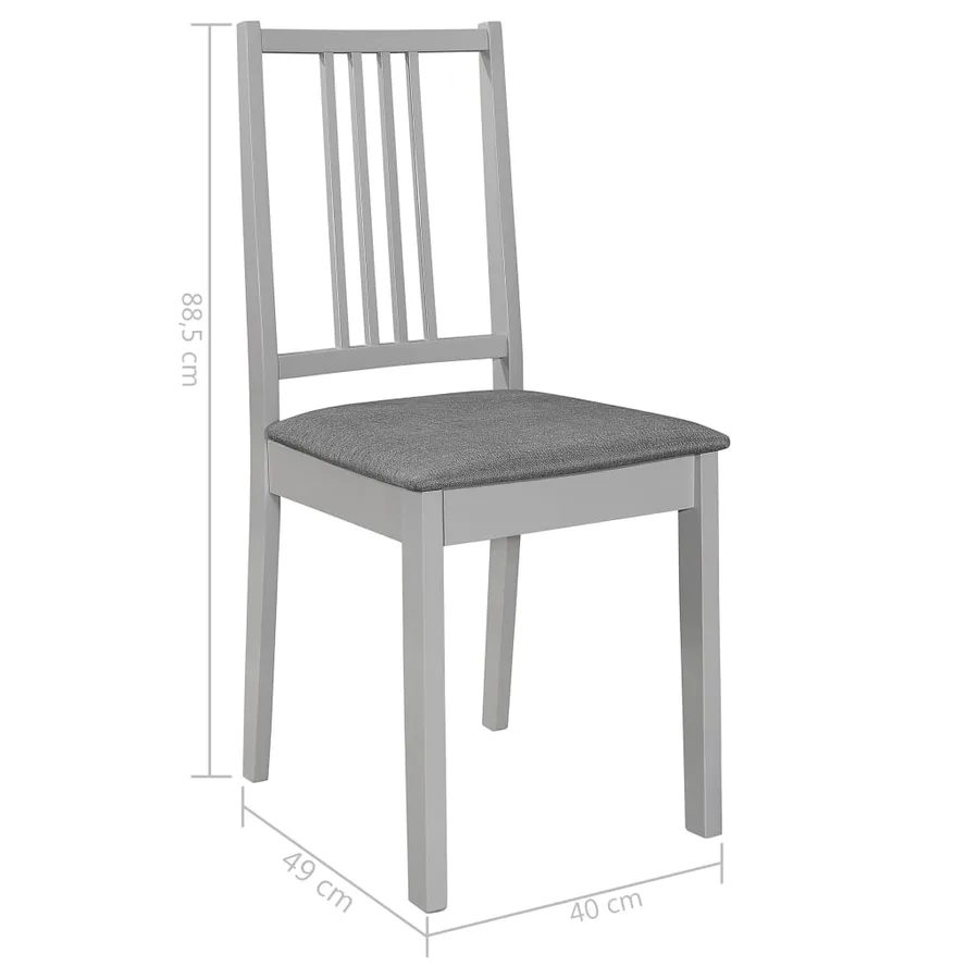 Chaises à manger avec coussins lot de 4 gris bois solide - 7