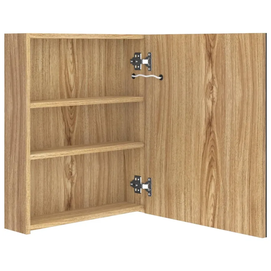 Armoire de salle de bain à miroir LED chêne 50x14x60 cm - 5