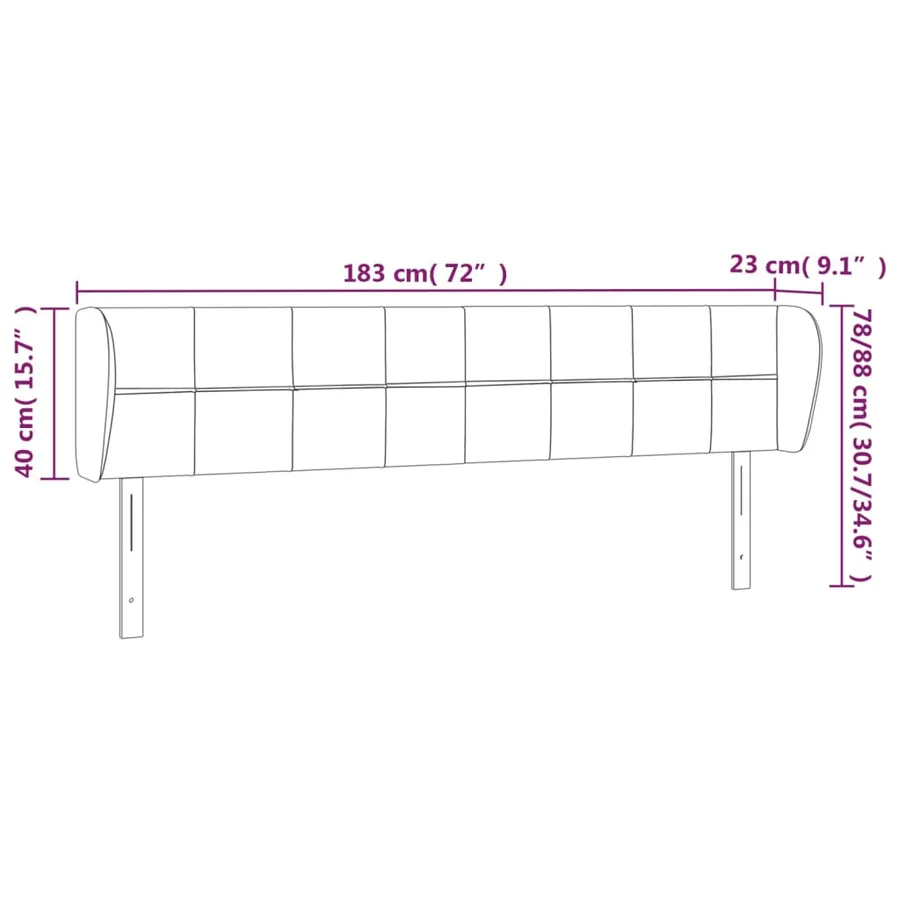 Tête de lit avec oreilles Marron foncé 183x23x78/88 cm Tissu - 9