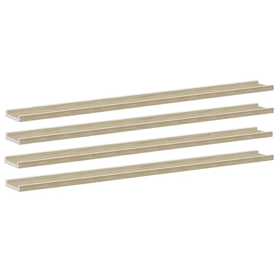 Étagères murales 4 pcs blanc et chêne sonoma 115x9x3 cm - 2