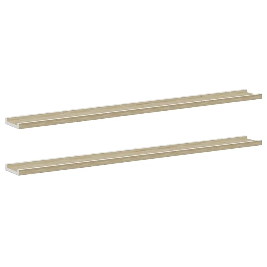 Étagères murales 2 pcs blanc et chêne sonoma 115x9x3 cm - 2