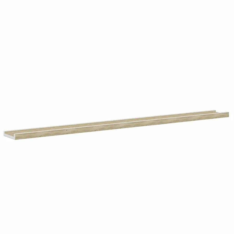 Étagères murales 2 pcs blanc et chêne sonoma 115x9x3 cm - 8