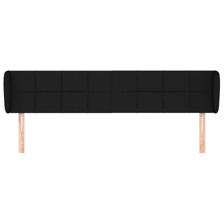 Tête de lit avec oreilles Noir 203x23x78/88 cm Tissu - 3