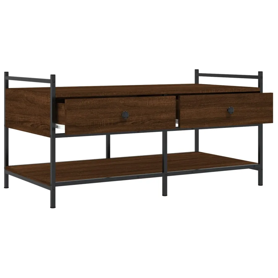 Table basse chêne marron 99x50x50 cm bois d'ingénierie - 5