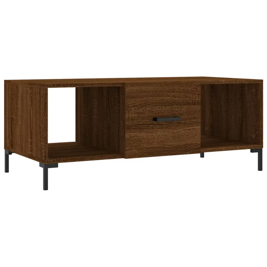 Table basse chêne marron 102x50x40 cm bois d'ingénierie - 2