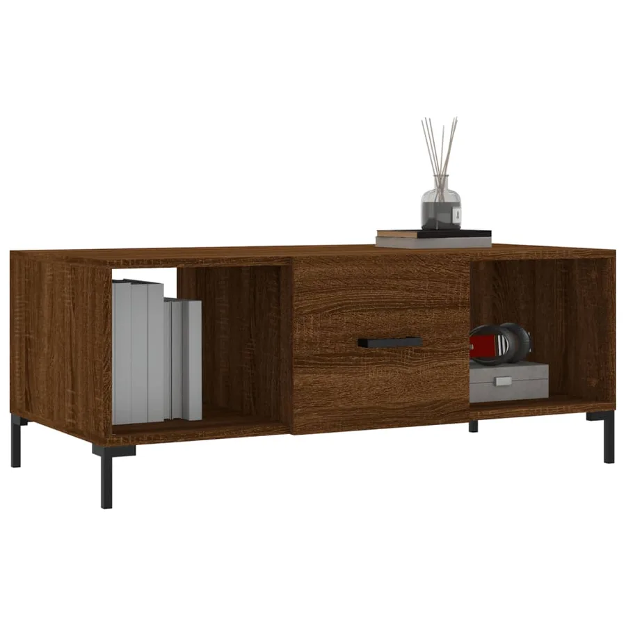 Table basse chêne marron 102x50x40 cm bois d'ingénierie - 3