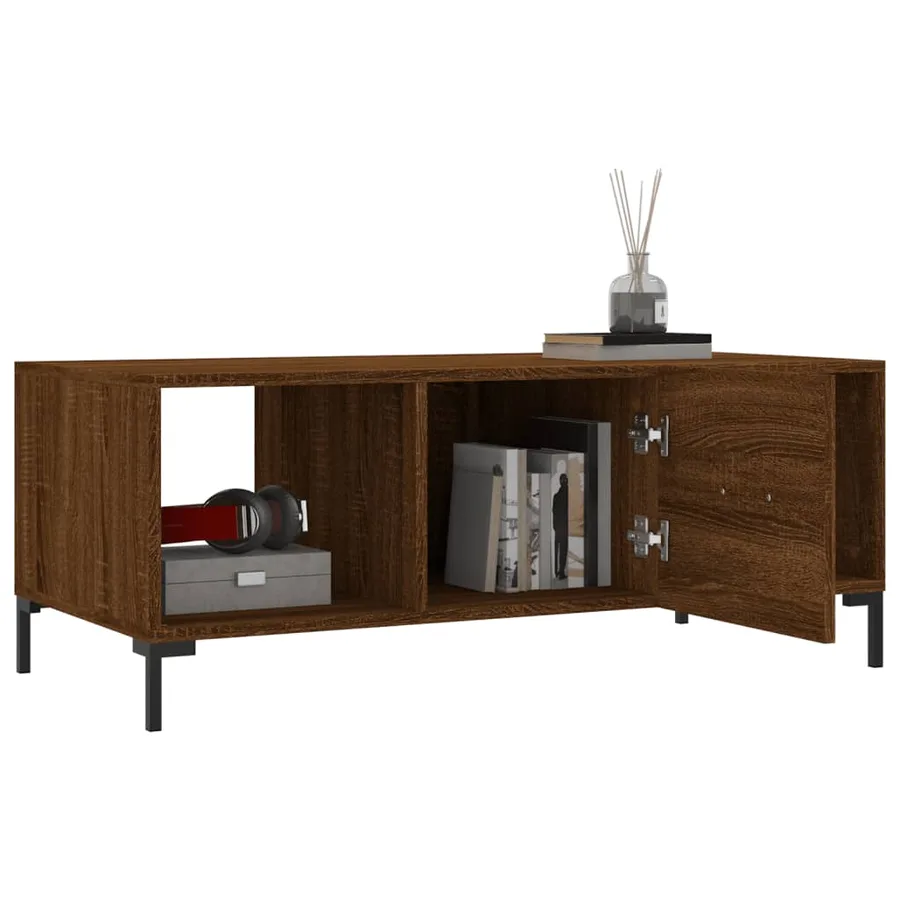 Table basse chêne marron 102x50x40 cm bois d'ingénierie - 4