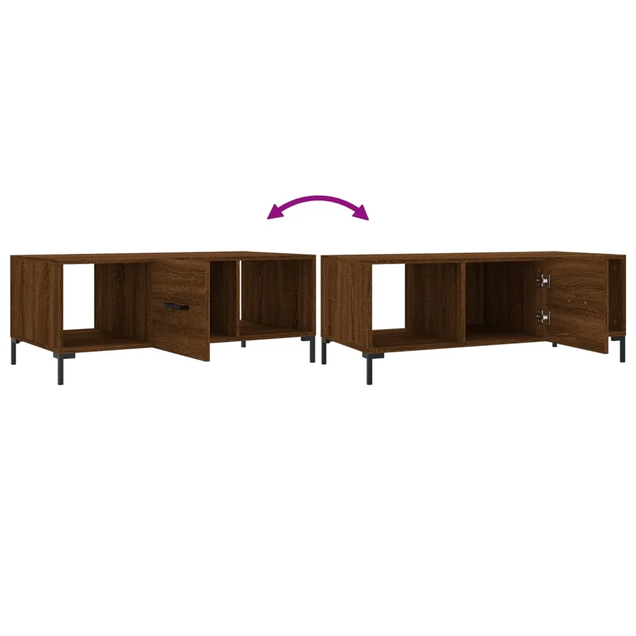 Table basse chêne marron 102x50x40 cm bois d'ingénierie - 9