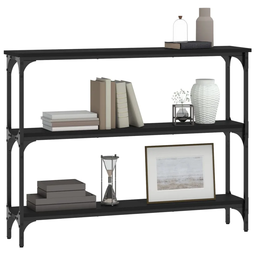 Table console noir 100x22,5x75 cm bois d'ingénierie - 3