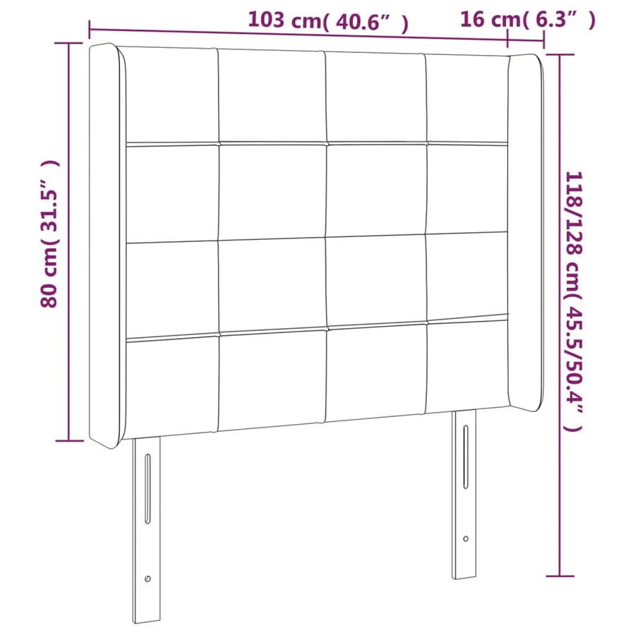 Tête de lit avec oreilles Gris clair 103x16x118/128 cm Tissu - 9