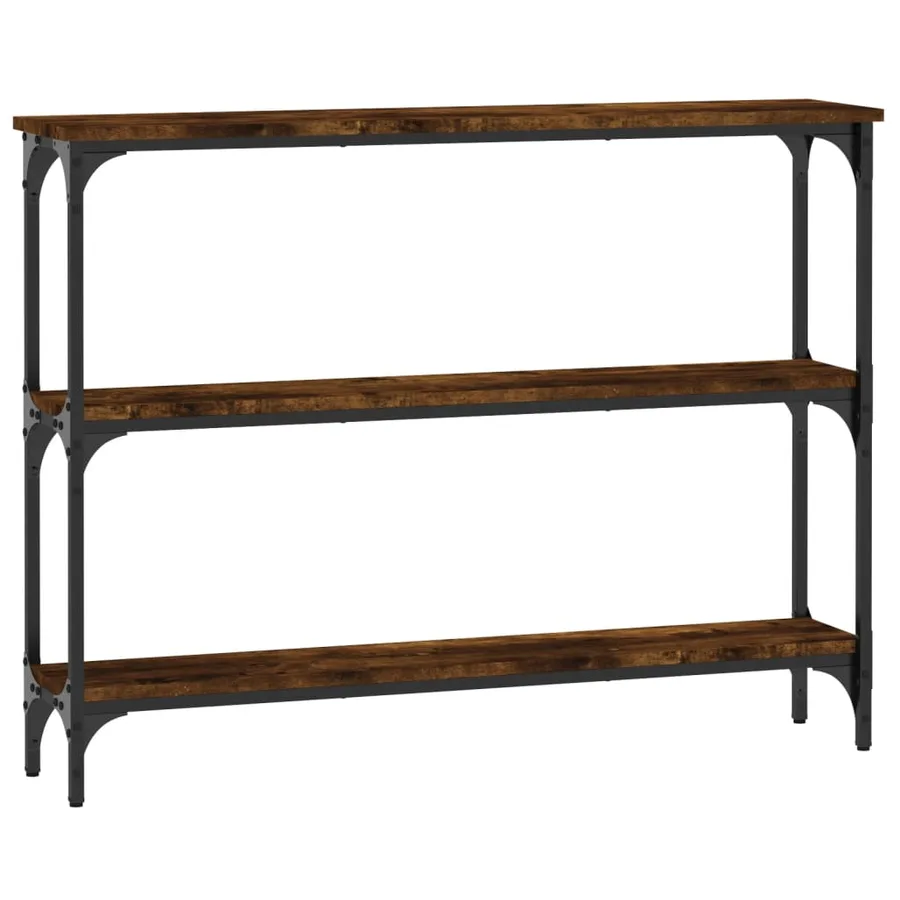 Table console chêne fumé 100x22,5x75 cm bois d'ingénierie - 2