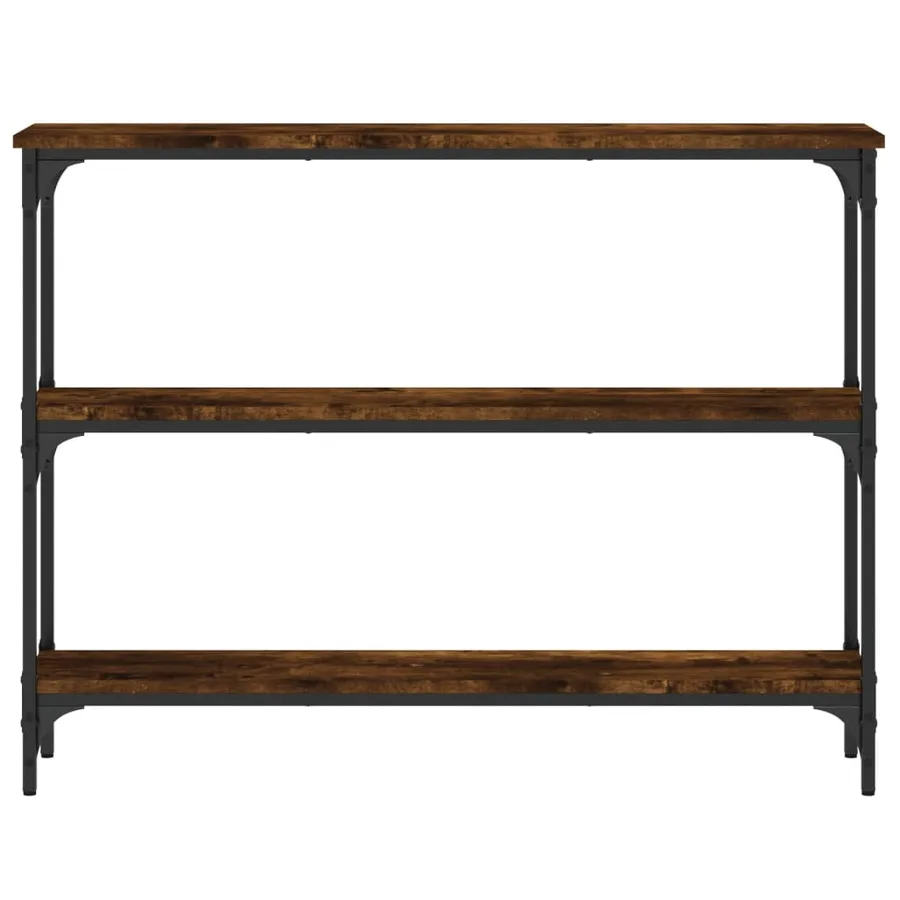Table console chêne fumé 100x22,5x75 cm bois d'ingénierie - 4