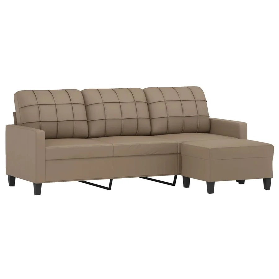 Canapé à 3 places avec repose-pieds Cappuccino 180cm Similicuir - 3