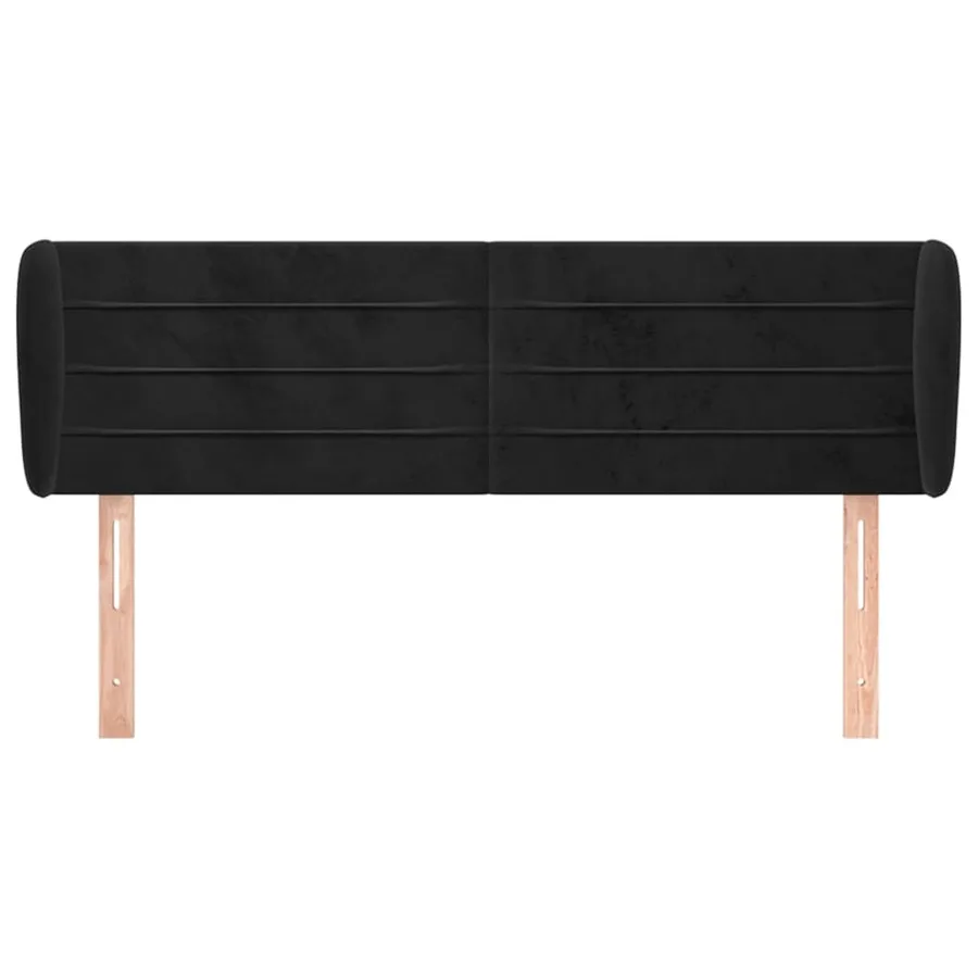 Tête de lit avec oreilles Noir 147x23x78/88 cm Velours - 3