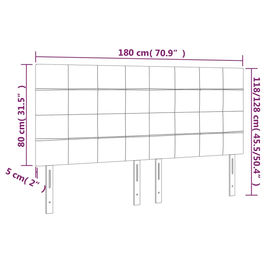 Tête de lit Crème 180x5x118/128 cm Tissu - 8