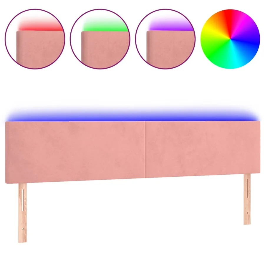 Tête de lit à LED Rose 180x5x78/88 cm Velours - 2