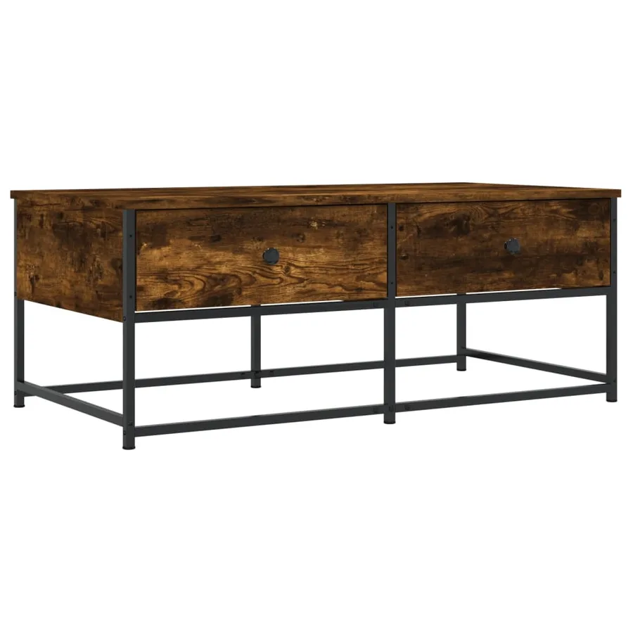 Table basse chêne fumé 100x51x40 cm bois d'ingénierie - 2