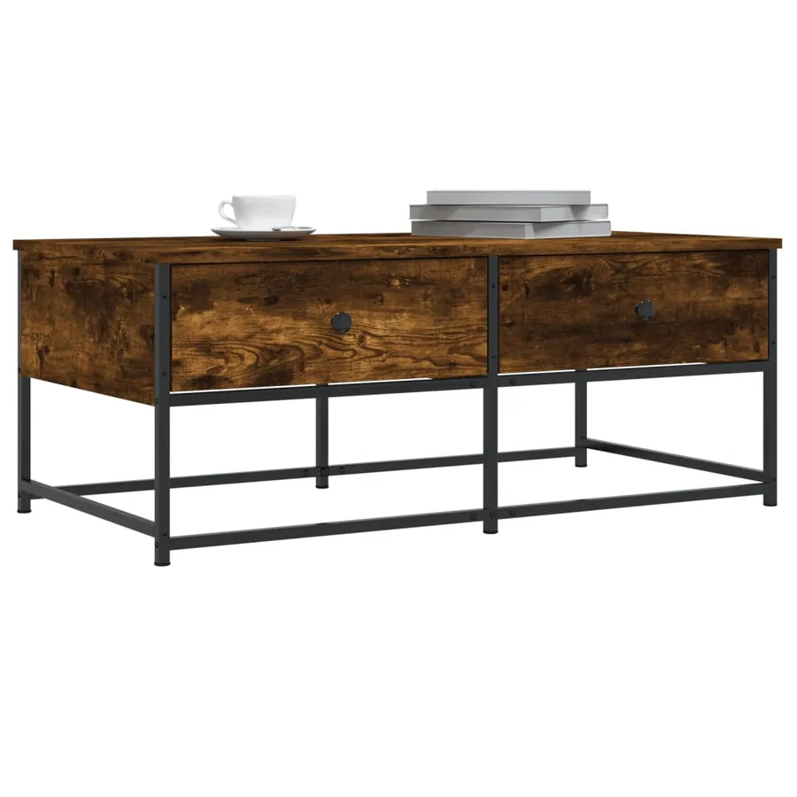 Table basse chêne fumé 100x51x40 cm bois d'ingénierie - 3