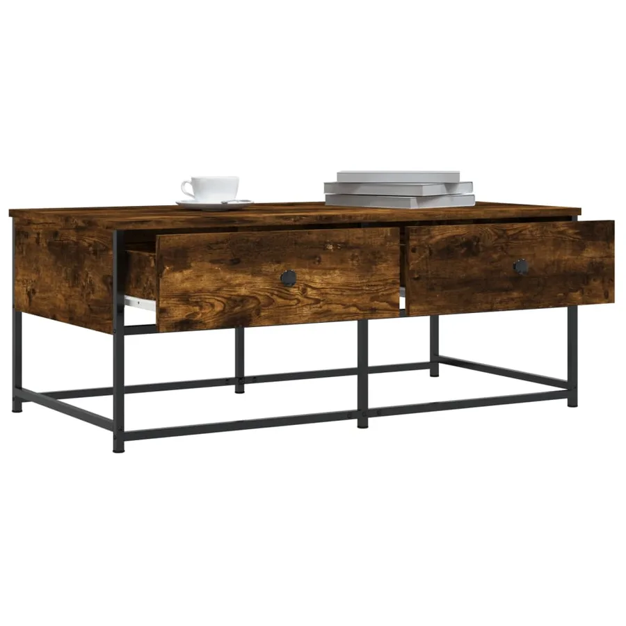 Table basse chêne fumé 100x51x40 cm bois d'ingénierie - 4